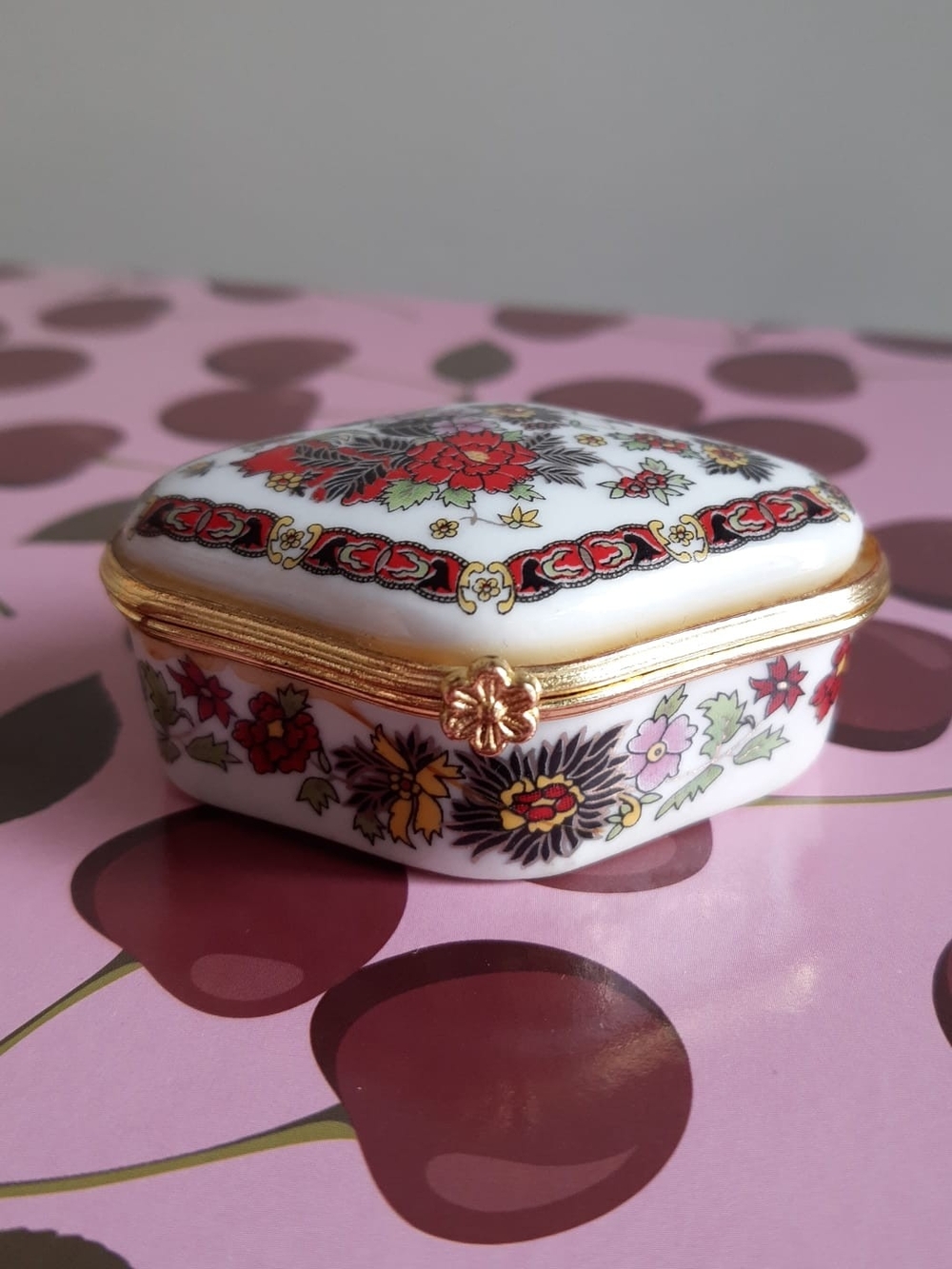 * 2 for $20* Mid Century Limoges Style Trinket Box Porcelain with Gold Accent